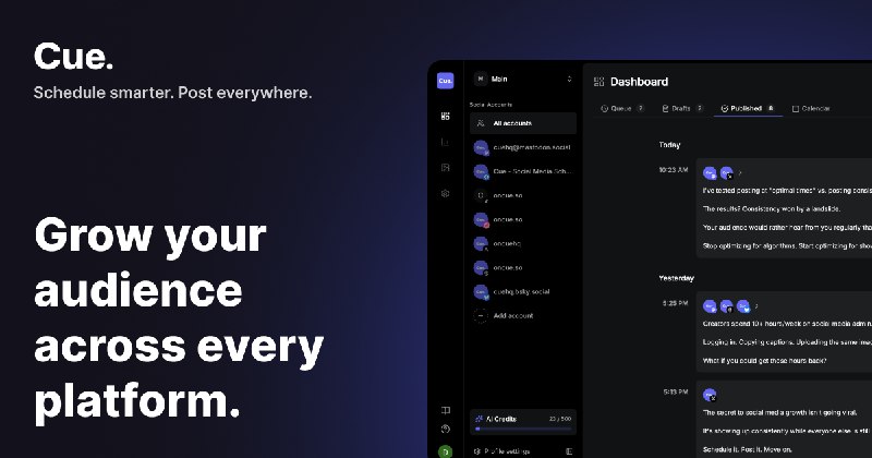 3. Cue标语：更合理地安排日程，在各处发布内容，实现更快地发展