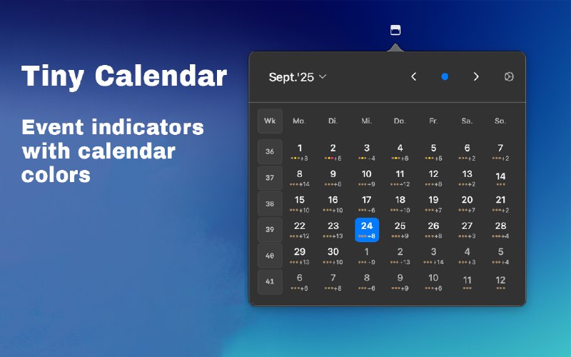 5. TyCal标语：直接从菜单栏查看你的苹果日历