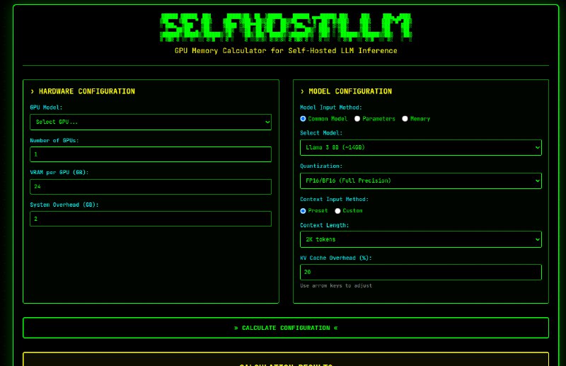 10. SelfHostLLM标语：计算大语言模型（LLM）推理所需的 GPU 显存