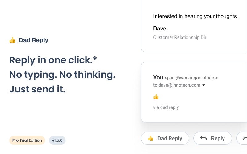 5. Dad Reply v1.5标语：一键完成撰写、回复和点赞操作