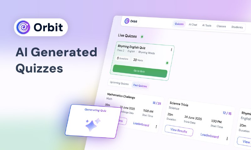 8. Orbit - AI Powered Quizzing Platform标语：几秒钟就能创建出巧妙的小测验