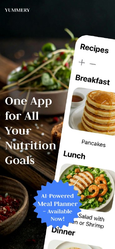 4. Yummery标语：由人工智能助力打造的健康饮食计划与食谱介绍：借助人工智能，在短短几秒内就能制定出个性化的饮食计划