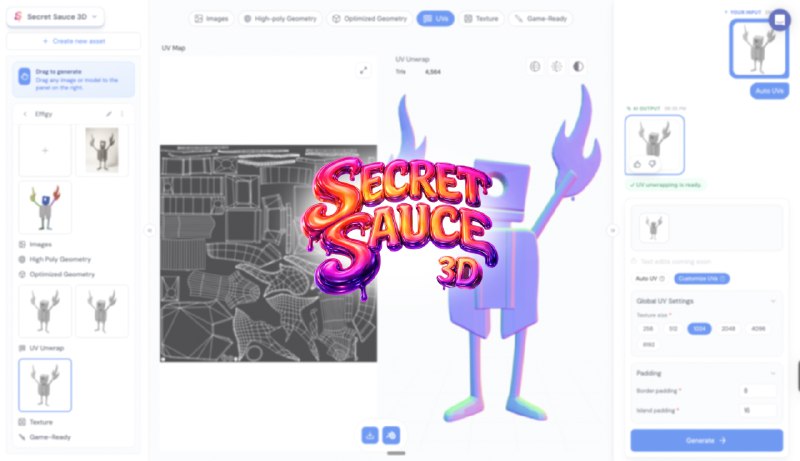 10. Secret Sauce 3D标语：面向专业 3D 艺术家的人工智能工具套件介绍：“秘制法宝3D”是一款为3D艺术家和3D爱好者打造的人工智能辅助工具