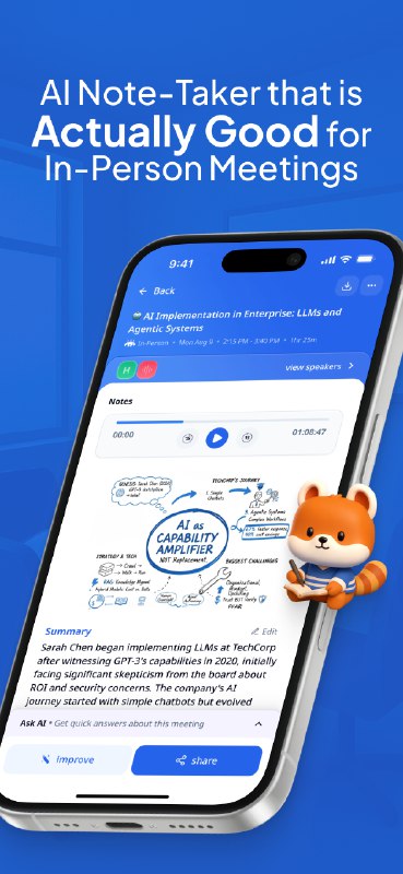 2. Meeting.ai标语：一款为视觉型学习者打造的人工智能笔记记录工具介绍：给大家介绍一种可视化笔记，它能帮你多记住 65% 的信息